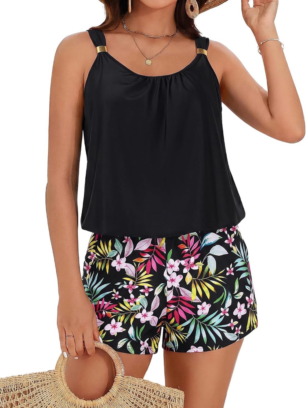 Romper One Piece Swimsuit with Shorts 
Boyleg  with Pockets L. 2743/bb17-1/v